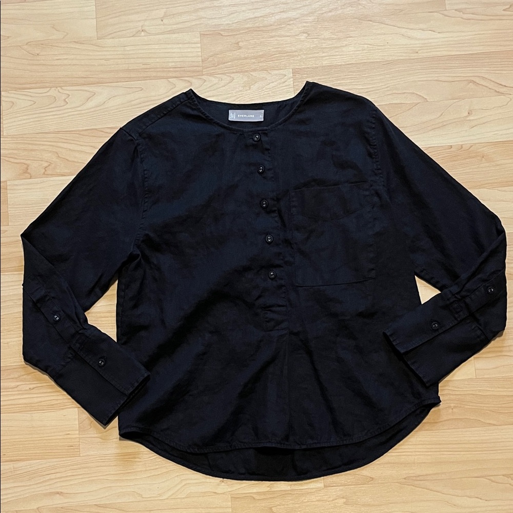 Everlane The Linen Popover Shirt Women's sz 6 Black